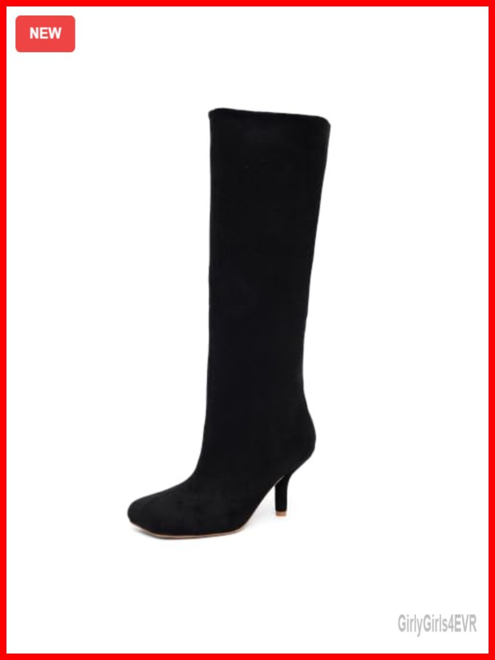 Faux Suede Knee High Wide Calf Stiletto Boots Pull-On Tall Booties